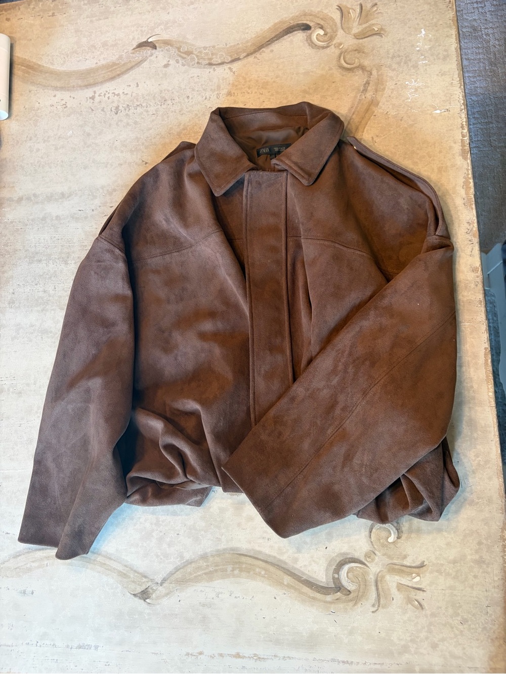 Zara Brown Suede Bomber Jacket